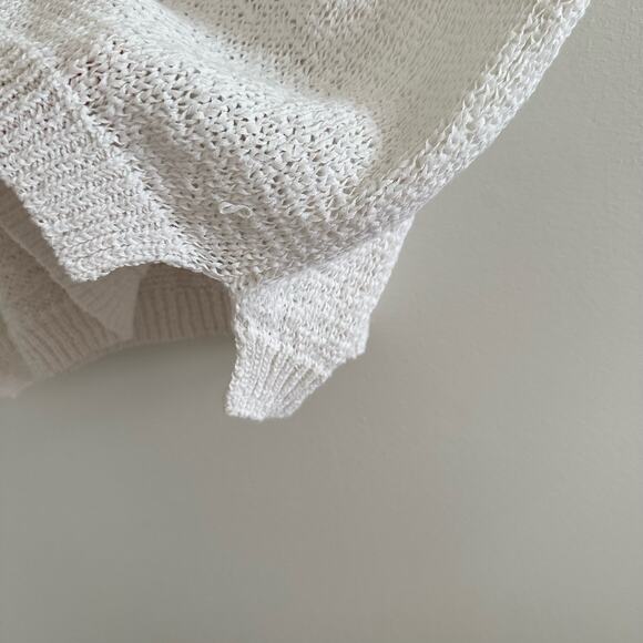 Anthropologie Moth Crochet Short Sleeve Knit Pullover Sweater Top White XS - Picture 5 of 8